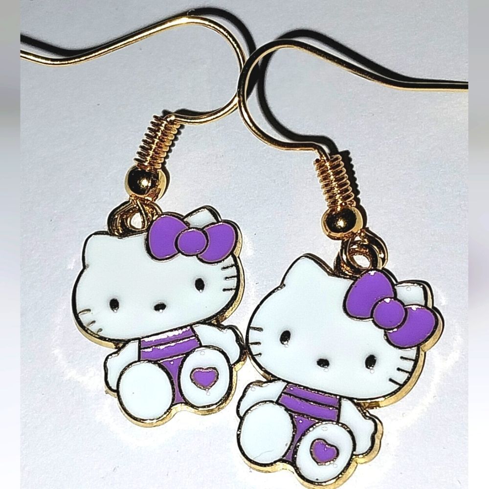 Whimsical Character Kitty Dangle Earrings for Girls and Women - Picture 4 of 5